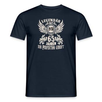 65 Jahre Geburtstag Ehrentags Wiegenfest Sprüche - Männer T-Shirt - Navy - Vorne - AI Model Male 178 light (178cm)