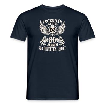 Eine Legende wird 80 Geburtstag Shirt zum Ehrentag - Männer T-Shirt - Navy - Vorne - AI Model Male 178 light (178cm)