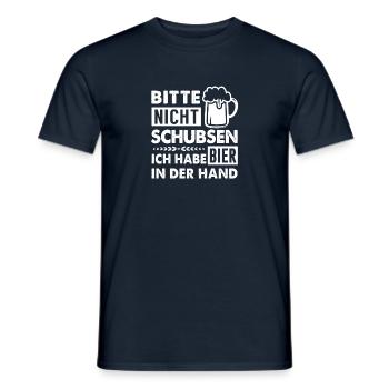 nicht schubsen ich habe bier in der hand - Männer T-Shirt - Navy - Vorne - AI Model Male 178 light (178cm)