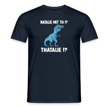 TRex Meme Dino mit Überbiss Natalie mit th Nathali - Männer T-Shirt - Navy - Vorne - AI Model Male 178 light (178cm)