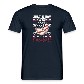 Just A Boy Who Loves Baseball - Männer T-Shirt - Navy - Vorne - AI Model Male 178 light (178cm)