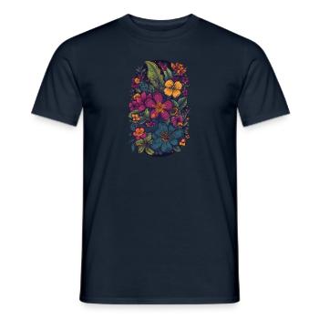 Floral Lila Exotische Blumen - Design - Männer T-Shirt - Navy - Vorne - AI Model Male 178 light (178cm)