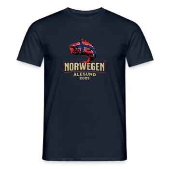 Angelurlaub Angeltour in Norwegen Ålesund - Männer T-Shirt - Navy - Vorne - AI Model Male 178 light (178cm)