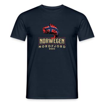 Angelurlaub Angeltour in Norwegen Nordfjord - Männer T-Shirt - Navy - Vorne - AI Model Male 178 light (178cm)