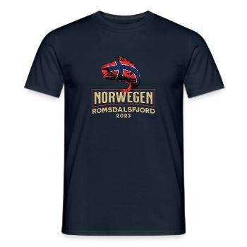 Angelurlaub Angeltour in Norwegen Romsdalsfjord - Männer T-Shirt - Navy - Vorne - AI Model Male 178 light (178cm)