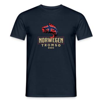 Angelurlaub Angeltour in Norwegen Tromsø - Männer T-Shirt - Navy - Vorne - AI Model Male 178 light (178cm)