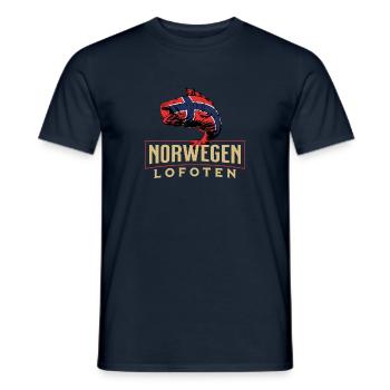 Angelurlaub Angeltour in Norwegen Lofoten - Männer T-Shirt - Navy - Vorne - AI Model Male 178 light (178cm)