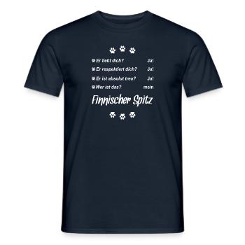 Er liebt Dich. Wer ist das? - Finnischer Spitz - Männer T-Shirt - Navy - Vorne - AI Model Male 178 light (178cm)