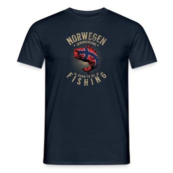 Angelurlaub Angeltour in Norwegen Geirangerfjord - Männer T-Shirt - Navy - Vorne - AI Model Male 178 light (178cm)