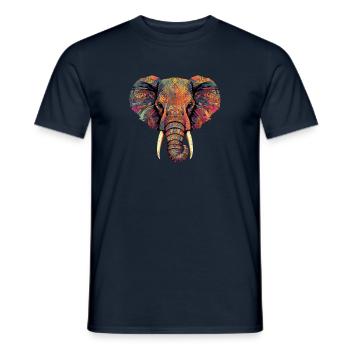 Tête d’éléphant colorée - T-shirt homme - marine - Devant - AI Model Male 178 light (178cm)
