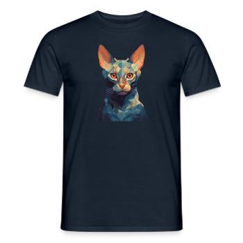 Cat - stylish, modern, abstract, artistic - Men's T-Shirt - navy - Front - AI Model Male 178 light (178cm)