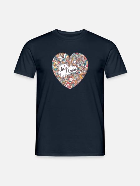 Buntes Herz - live & love - Men's T-Shirt - navy