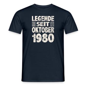 Oktober 1980 Legende seit 43 Jahren Mann Frau - Männer T-Shirt - Navy - Vorne - AI Model Male 178 light (178cm)
