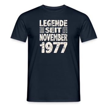 November 1977 Legende seit 46 Jahren Mann Frau - Männer T-Shirt - Navy - Vorne - AI Model Male 178 light (178cm)