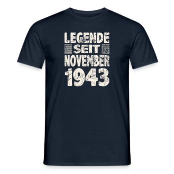 November 1943 Legende seit 80 Jahren Mann Frau - Männer T-Shirt - Navy - Vorne - AI Model Male 178 light (178cm)