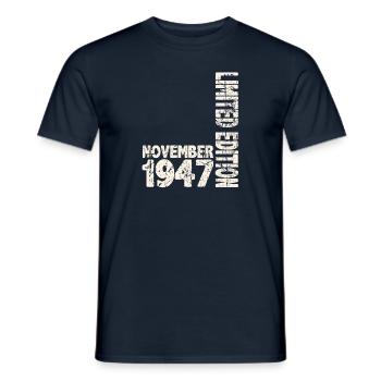 November 1947 Limited Edition 76 Years Man Woman - Men's T-Shirt - navy - Front - AI Model Male 178 light (178cm)