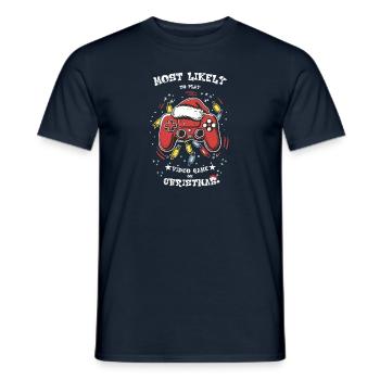 Am ehesten wird man an Weihnachten Videospiele spielen - Männer T-Shirt - Navy - Vorne - AI Model Male 178 light (178cm)