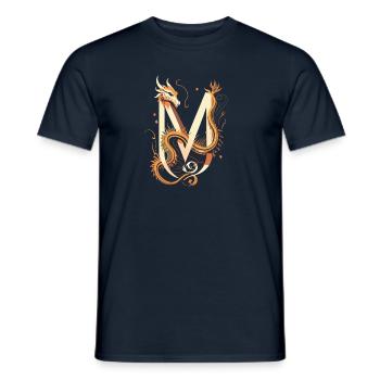 Buchstabe M mit Drache - Männer T-Shirt - Navy - Vorne - AI Model Male 178 light (178cm)