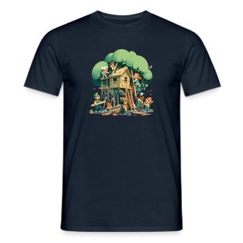 Children build a tree house - Men's T-Shirt - navy - Front - AI Model Male 178 light (178cm)