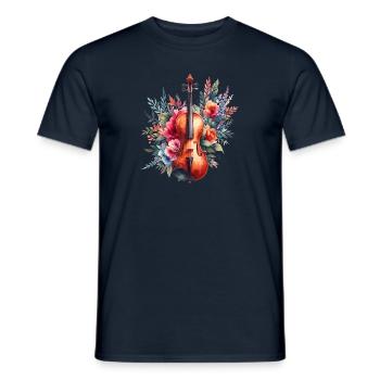 Violon classique dans le style aquarelle - T-shirt homme - marine - Devant - AI Model Male 178 light (178cm)