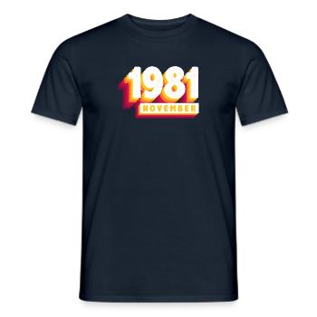 November 1981 42 Jahren Mann Frau Geburtstag - Männer T-Shirt - Navy - Vorne - AI Model Male 178 light (178cm)