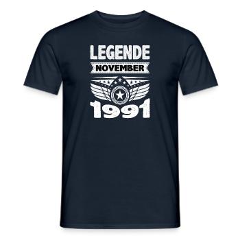 November 1991 Legend for 32 years man woman - Men's T-Shirt - navy - Front - AI Model Male 178 light (178cm)