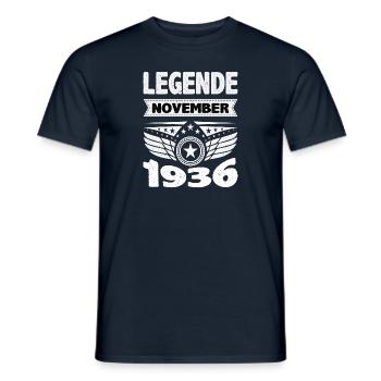Novembre 1936 Légende depuis 87 ans homme femme - T-shirt homme - marine - Devant - AI Model Male 178 light (178cm)