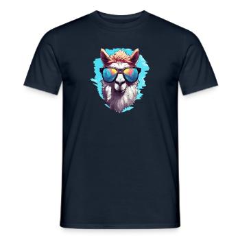 Alpaka mit Sonnenbrille - Männer T-Shirt - Navy - Vorne - AI Model Male 178 light (178cm)
