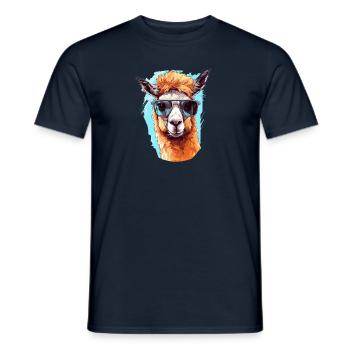 Alpaka mit Sonnenbrille - Männer T-Shirt - Navy - Vorne - AI Model Male 178 light (178cm)