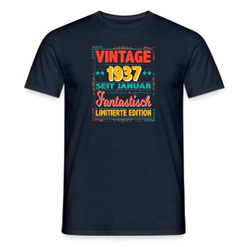Janvier 1937 Vintage Fantastique 87 Ans Homme - T-shirt homme - marine - Devant - AI Model Male 178 light (178cm)