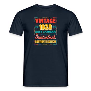 January 1928 Vintage Fantastic 96 Years Man - Men's T-Shirt - navy - Front - AI Model Male 178 light (178cm)