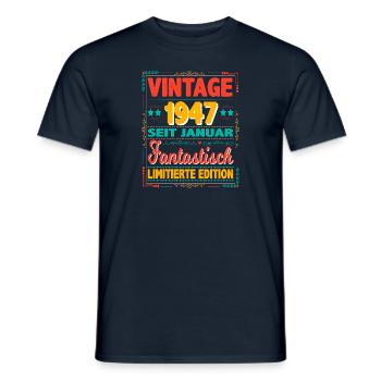 Janvier 1947 Vintage Fantastique 77 Ans Homme - T-shirt homme - marine - Devant - AI Model Male 178 light (178cm)