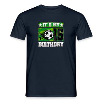 15th birthday Boy Soccer 15 Years Old Gifts - Männer T-Shirt - Navy - Vorne - AI Model Male 178 light (178cm)