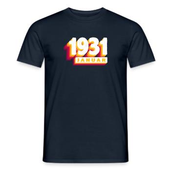 Janvier 1931 0 93 ans Homme Femme Anniversaire - T-shirt homme - marine - Devant - AI Model Male 178 light (178cm)