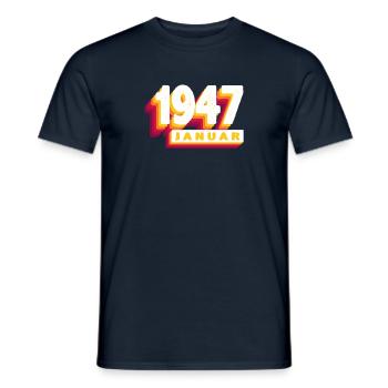 janvier 1947 0 77 ans homme femme anniversaire - T-shirt homme - marine - Devant - AI Model Male 178 light (178cm)