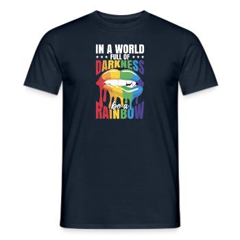 Dans un monde plein de ténèbres, soyez un arc-en-ciel LGBT - T-shirt homme - marine - Devant - AI Model Male 178 light (178cm)