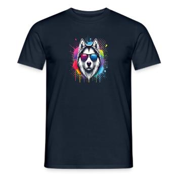 Lustige Husky Kleidung – Trendige Mode für Hunde - Männer T-Shirt - Navy - Vorne - AI Model Male 178 light (178cm)