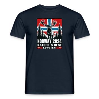 Norway 2024 Deer Moose Nature Lofoten - Men's T-Shirt - navy - Front - AI Model Male 178 light (178cm)