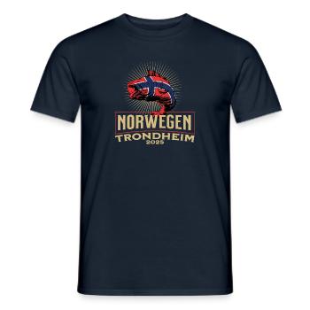 Norway Trondheim 2025 Fish Motif - Men's T-Shirt - navy - Front - AI Model Male 178 light (178cm)