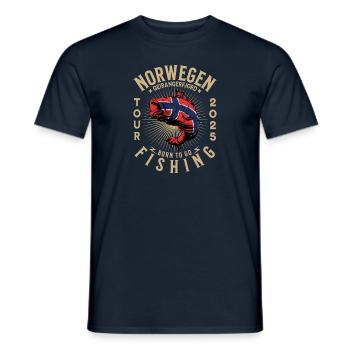 Norway Geirangerfjord Fishing Tour 2025 - Men's T-Shirt - navy - Front - AI Model Male 178 light (178cm)
