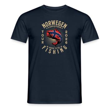 Lofoten Fishing 2026 - Men's T-Shirt - navy - Front - AI Model Male 178 light (178cm)