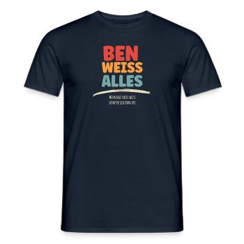Ben weiss Alles - Männer T-Shirt - Navy - Vorne - AI Model Male 178 light (178cm)