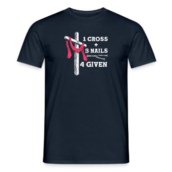 Christian Faith - 1 Cross 3 Nails 4 Given Message - Men's T-Shirt - navy - Front - AI Model Male 178 light (178cm)