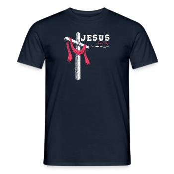Jesus - King of Kings, 1 Cross 3 Nails 4 Given - Men's T-Shirt - navy - Front - AI Model Male 178 light (178cm)