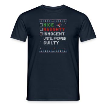 Nice Naughty – Innocent Until Proven Guilty – - Men's T-Shirt - navy - Front - AI Model Male 178 light (178cm)