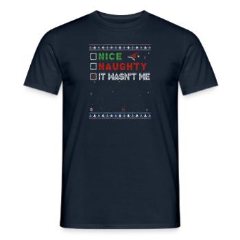 Nice Naughty – Ich war es nicht – Weihnachtshumor - Männer T-Shirt - Navy - Vorne - AI Model Male 178 light (178cm)