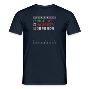 Nice Naughty – Depends, It Wasn't Me – Christmas - Men's T-Shirt - navy - Front - AI Model Male 178 light (178cm)