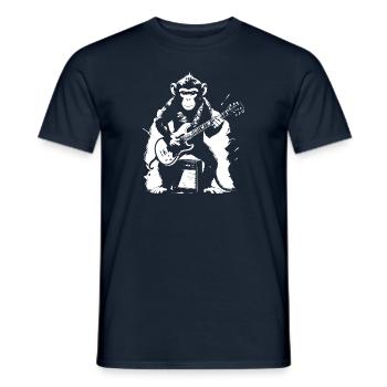 funny monkey plays on the electric guitar - Men's T-Shirt - navy - Front - AI Model Male 178 light (178cm)