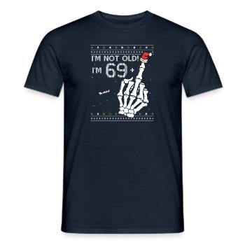 J’ai 69 ans + 1 majeur - Fun 70e anniversaire - T-shirt homme - marine - Devant - AI Model Male 178 light (178cm)