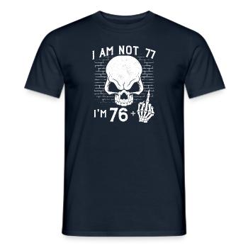 J’ai 76 ans et majeur - 77e anniversaire - T-shirt homme - marine - Devant - AI Model Male 178 light (178cm)